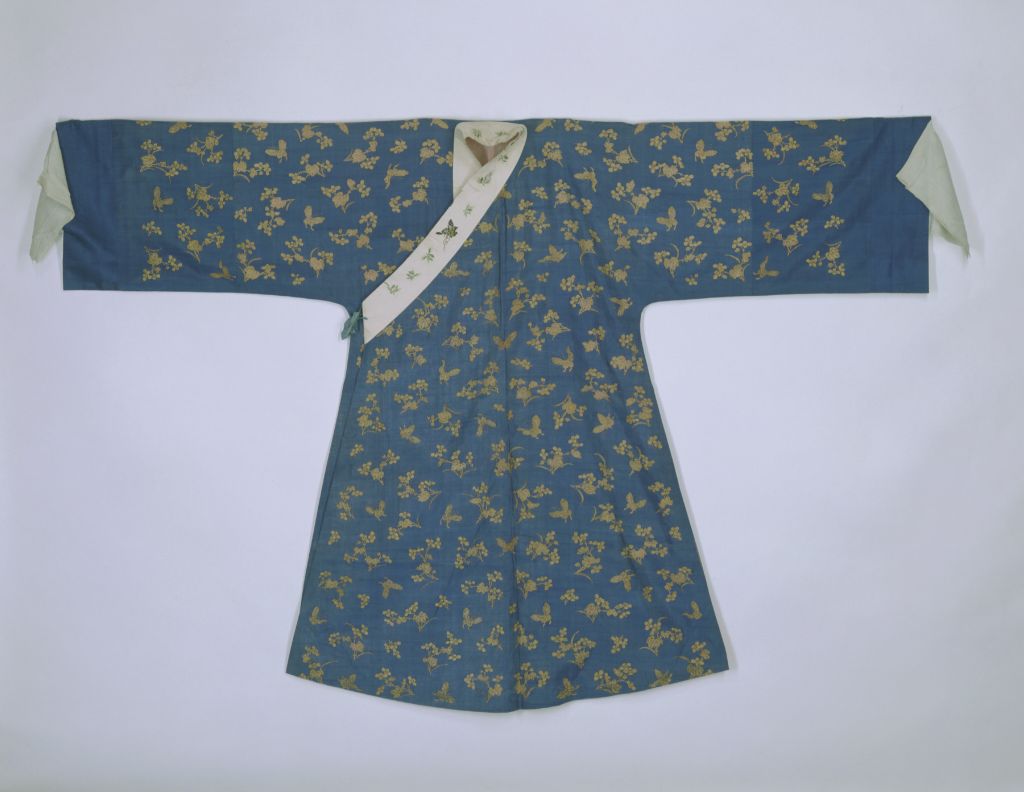 图片[1]-Blue tapestry Golden Begonia butterfly pleats-China Archive